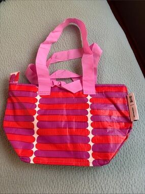 IKEA x Marimekko mini Pink Red Patterned Tote Bag with Dual Handles